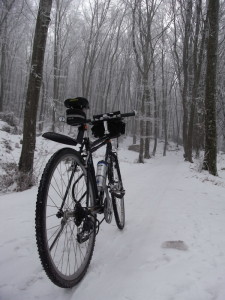 A vélo sur la neige